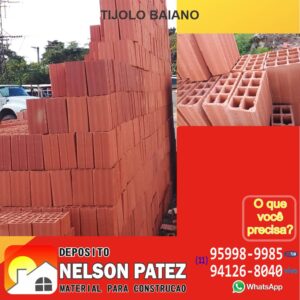 tijolo baiano requeimado deposito patez - materiais de construcao super oferta