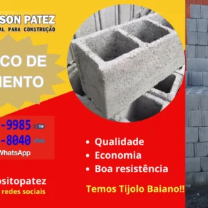 Bloco de cimento menor preco - Materiais de Construção - Deposito Patez Embu das Artes